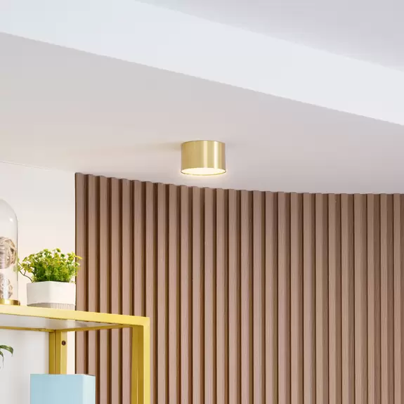 Lampenwelt Lindby LED-Strahler Nivoria, 11 x 6,5 cm, goldfarben, Alu Saisonschlussverkauf