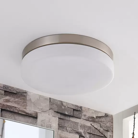 Lampenwelt Bad-Deckenlampe Amilia mit Glasschirm, Ø 30 cm Heißer Verkauf