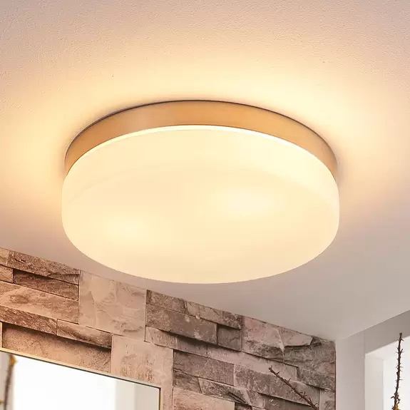 Lampenwelt Bad-Deckenlampe Amilia mit Glasschirm, Ø 30 cm Heißer Verkauf
