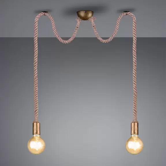 Lampenwelt Pendellampe Rope mit dekorativem Seil 2-flammig Zeitbegrenzte Promotion