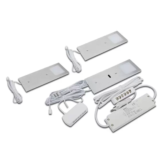 Lampenwelt LED-Unterbaulampe Eco-Pad F 3x-Set 3.000K alu Bis zu 50% Rabatt