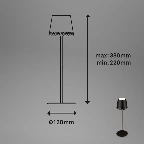 Lampenwelt LED-Tischleuchte Kiki mit Akku 3.000K, schwarz Kostenloser Versand international