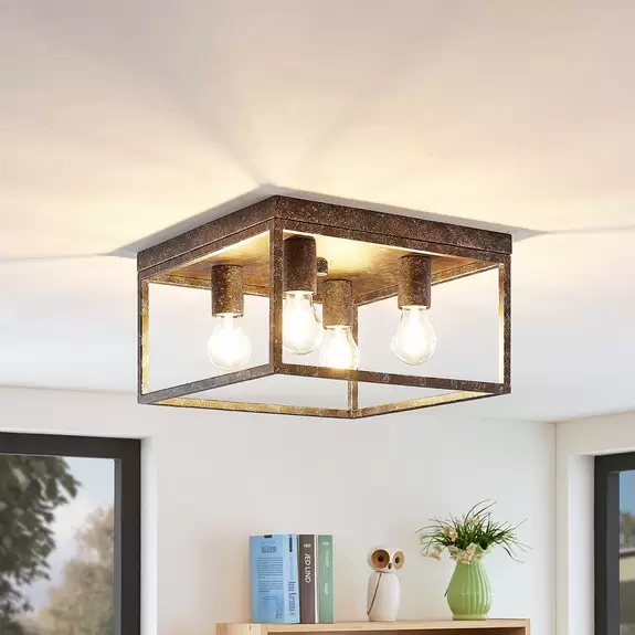 Lampenwelt Lindby Lejus Deckenleuchte, vierflammig, rost Speichern exportieren