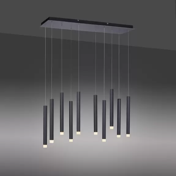 Lampenwelt LED-Pendelleuchte Bruno, 10-flammig, schwarz Schlussverkauf