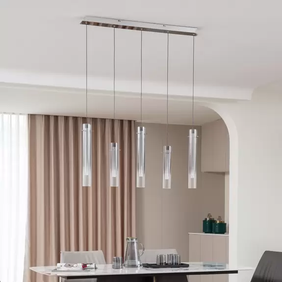 Lampenwelt Lucande LED-Deckenleuchte Korvitha, 5-flammig, grau, Glas Fabrik Onlineshop