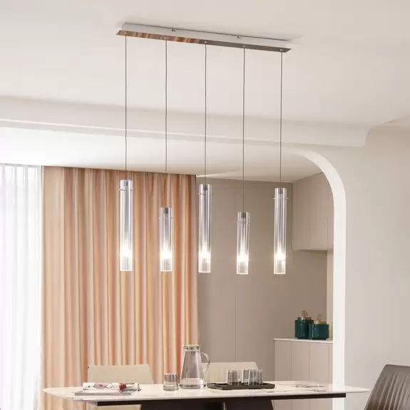 Lampenwelt Lucande LED-Deckenleuchte Korvitha, 5-flammig, grau, Glas Fabrik Onlineshop