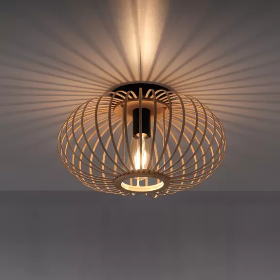 Lampenwelt Deckenlampe Racoon aus Holz, dünne Streben, Ø 40cm Flash Sale