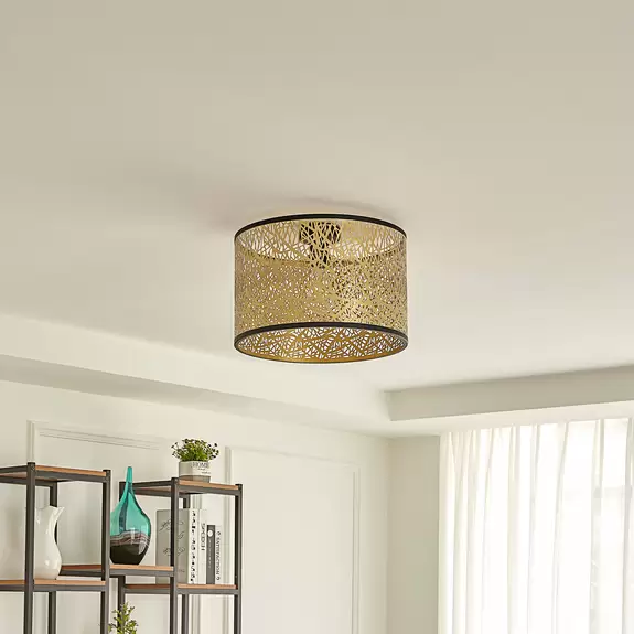 Lampenwelt Lindby Deckenleuchte Yonah, goldfarben, Metall, Ø 40 cm, E27 Black Friday