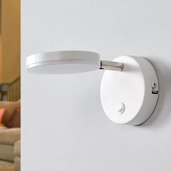 Lampenwelt Lindby LED-Wandlampe Milow, weiß, 9,6 cm hoch, Schalter Vatertagsangebot