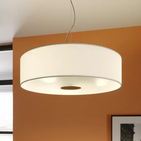Lampenwelt Lindby Hängeleuchte Josia, weiß, Stoff, Ø 47 cm, E27 Lagerräumung