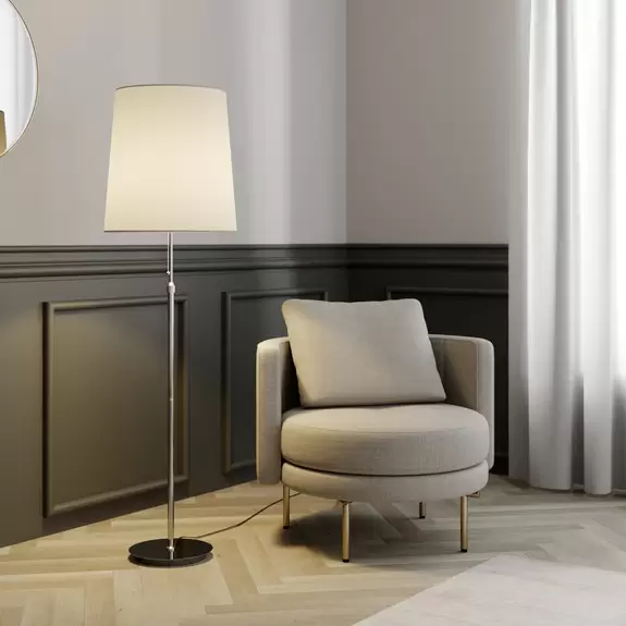 Lampenwelt Lucande Pordis Stehlampe, 155 cm, chrom-weiß Zeitlich begrenztes Angebot
