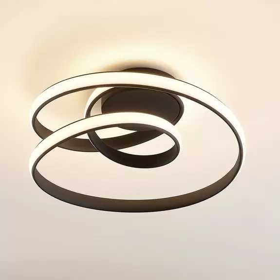 Lampenwelt Lucande Sakina LED-Deckenleuchte, sandschwarz Saisonale Angebote