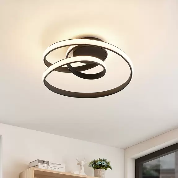 Lampenwelt Lucande Sakina LED-Deckenleuchte, sandschwarz Saisonale Angebote