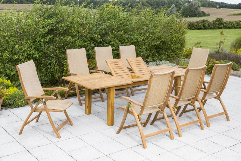 Merxx Capri Set 9tlg. Doppelausziehtisch 180/260 x 100 cm Online