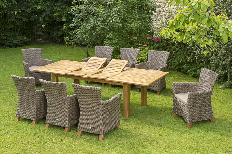 Merxx Toskana Set 17tlg. Doppelausziehtisch 180/260 x 100 cm Outlet