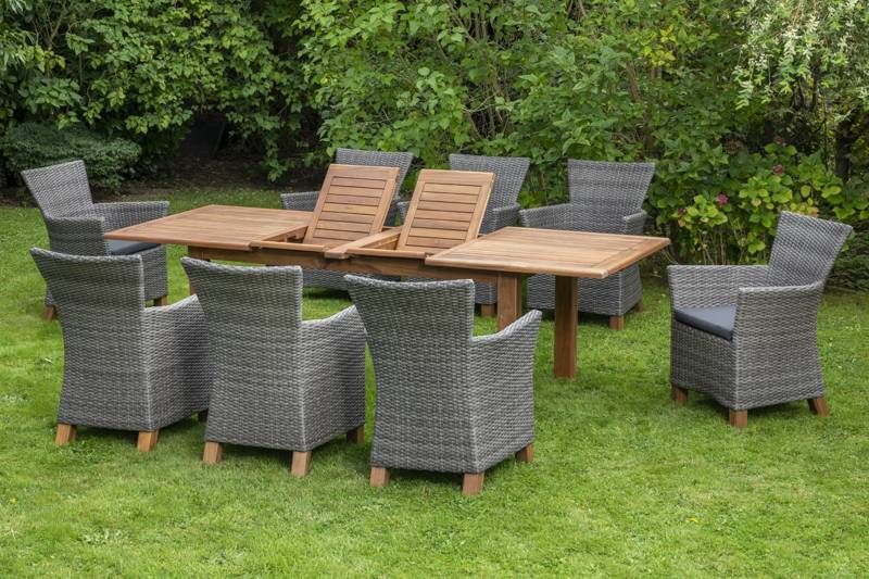 Merxx Toskana Set 17tlg.Doppelausziehtisch 180/260 x 100 cm Auslauf