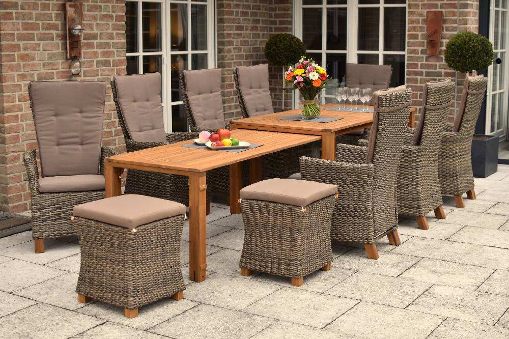 Merxx Toskana Set 11tlg. Flex-Ausziehtisch 185/370 x 90 cm