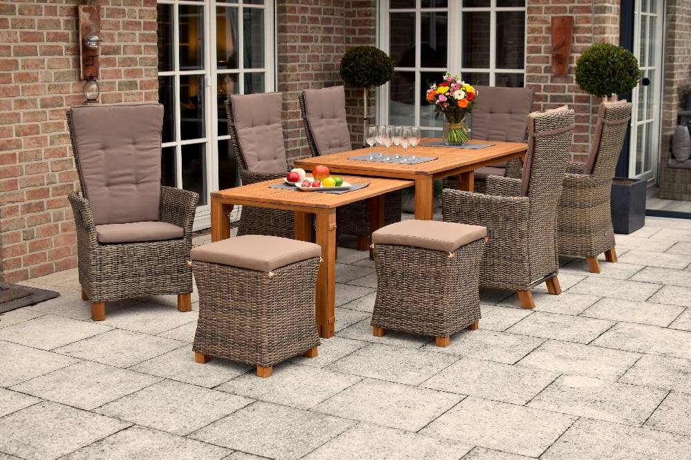 Merxx Toskana Set 9tlg. Flex-Ausziehtisch 185/370 x 90 cm Valentinstagsangebot