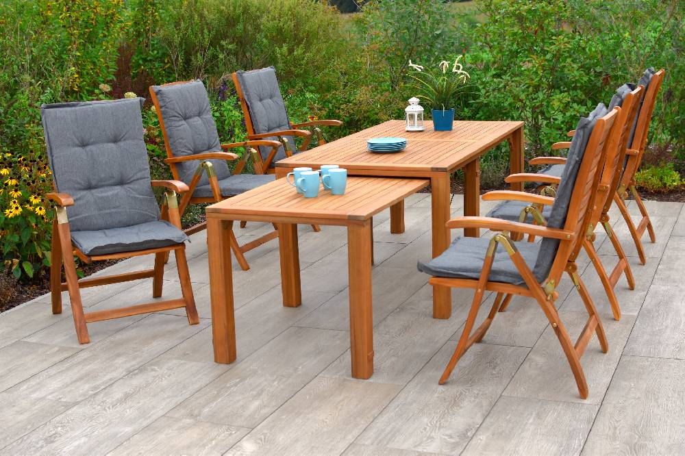 Merxx Paraiba Set 13tlg. Flex-Ausziehtisch 185/370 x 90 cm