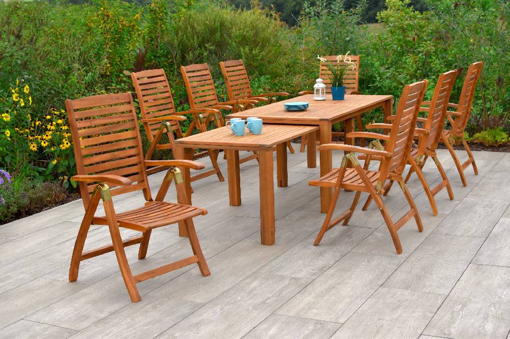 Merxx Paraiba Set 9tlg. Flex-Ausziehtisch 185/370 x 90 cm