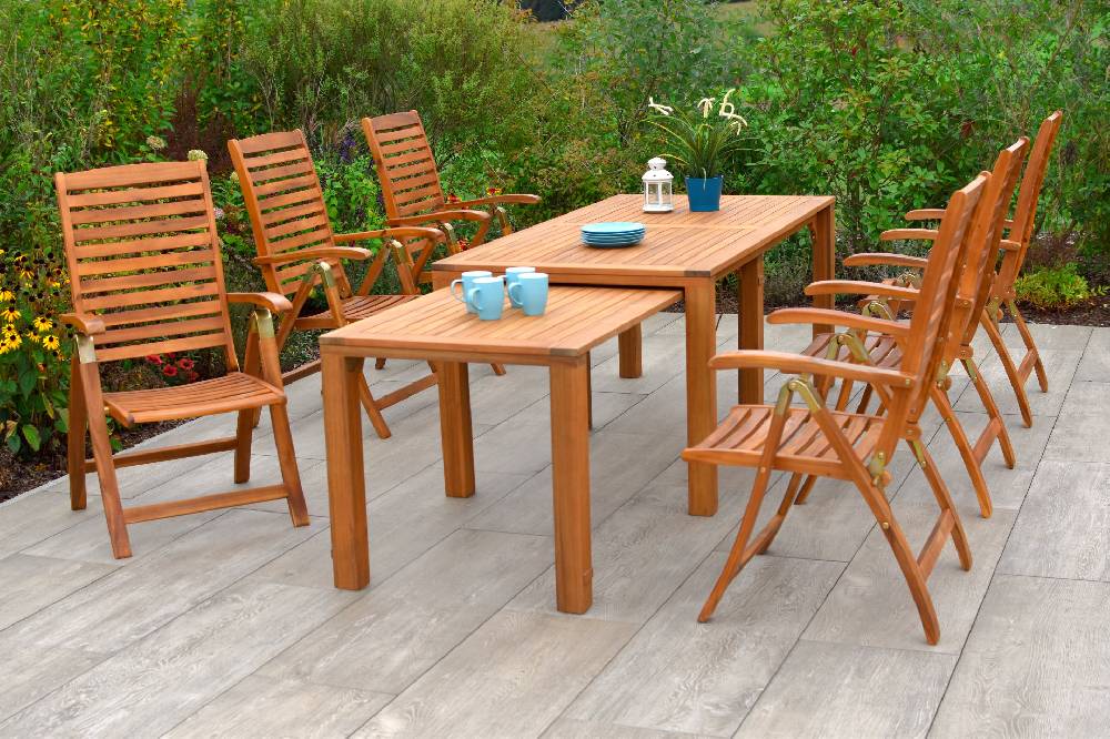 Merxx Paraiba Set 7tlg. mit Flex-Ausziehtisch 185/370 x 90 cm