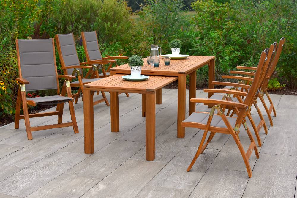 Merxx Acapulco Set 7tlg. Flex-Ausziehtisch 185/370 x 90 cm