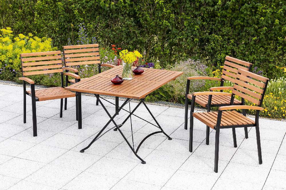 Merxx Schlossgarten Set 5tlg. Klapptisch 120 x 80 cm