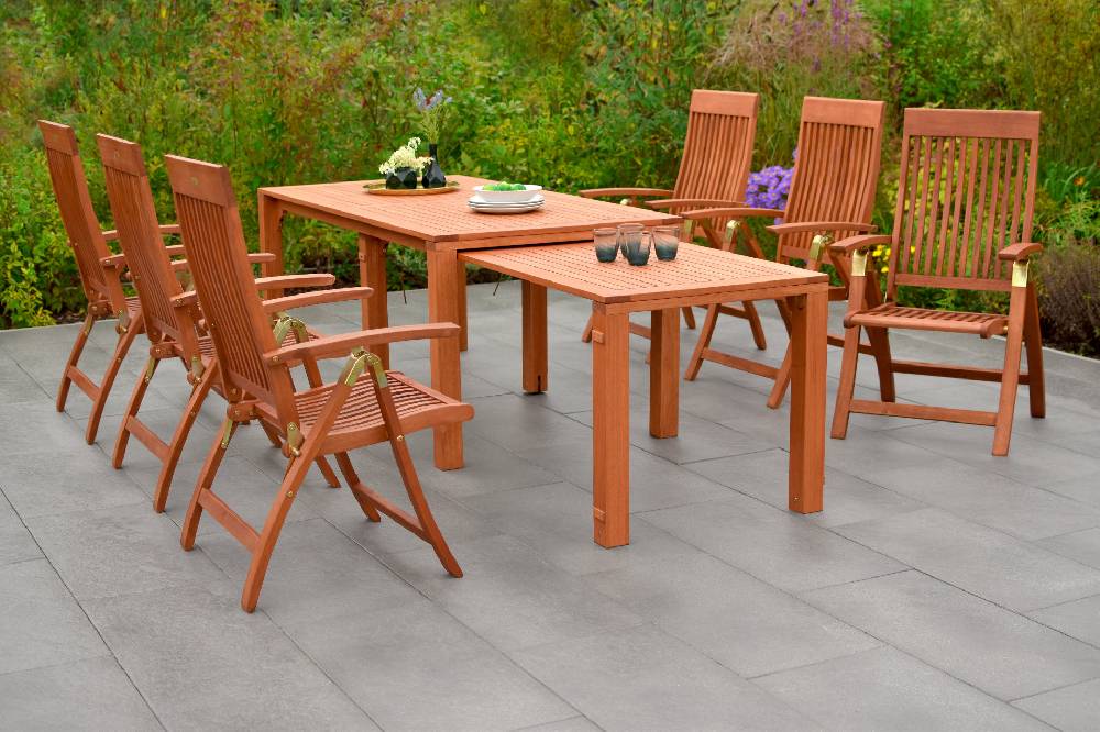 Merxx Comodoro Set 7tlg. Flex-Ausziehtisch 185/370 x 90 cm