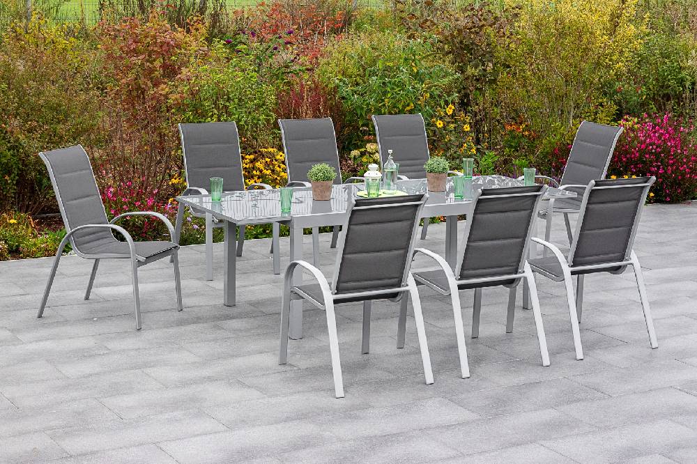 Merxx Amalfi di lusso Set 9tlg. Semi-Ausziehtisch 200/300 x 100 cm zollfrei