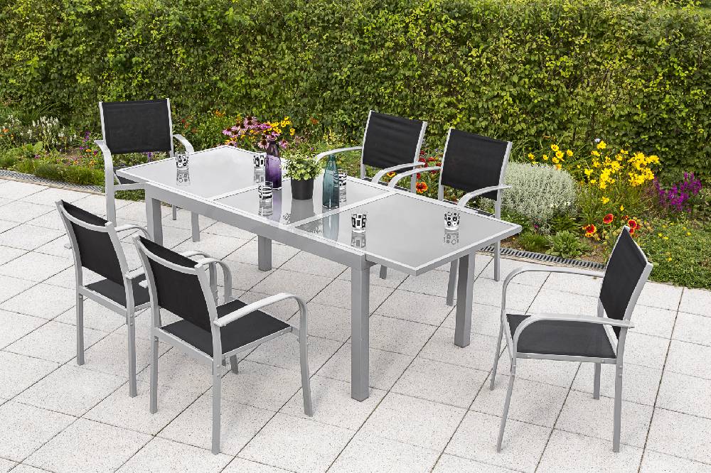 Merxx Ostia Set 7tlg. Ausziehtisch 160/220 x 90 cm Online Outlet