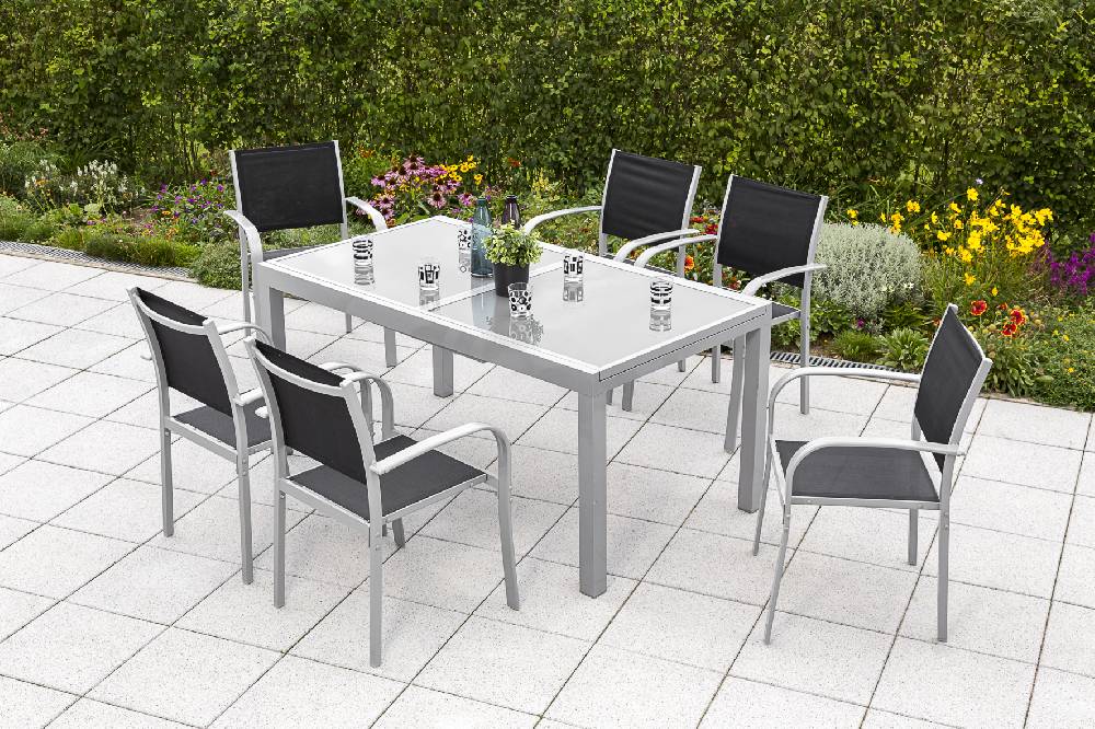 Merxx Ostia Set 7tlg. Ausziehtisch 160/220 x 90 cm Online Outlet