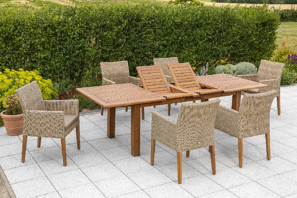 Merxx Ranzano Set 7tlg. Doppelausziehtisch 180/260 x 100 cm Vierteljährliche Förderung