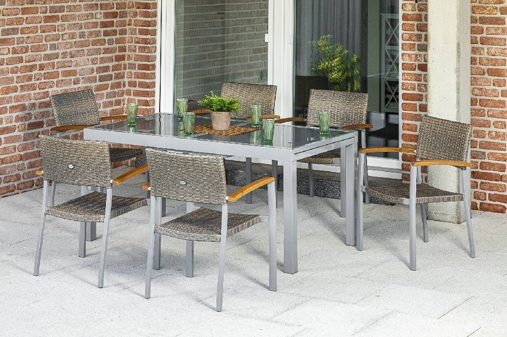 Merxx Silano Set 7tlg. Ausziehtisch 160/220 x 90 cm Riesige Rabatte