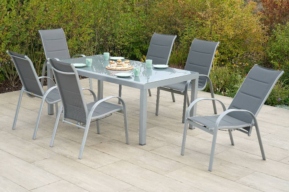 Merxx Amalfi Set 7tlg. Tisch 190 x 100 cm Halbrundprofil Begrenztes Angebot