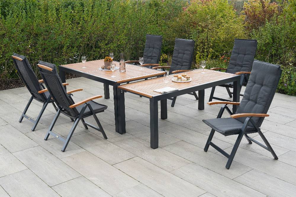 Merxx Tilos Set 13tlg. Flex-Ausziehtisch 180/300 x 100 cm Blitzangebot