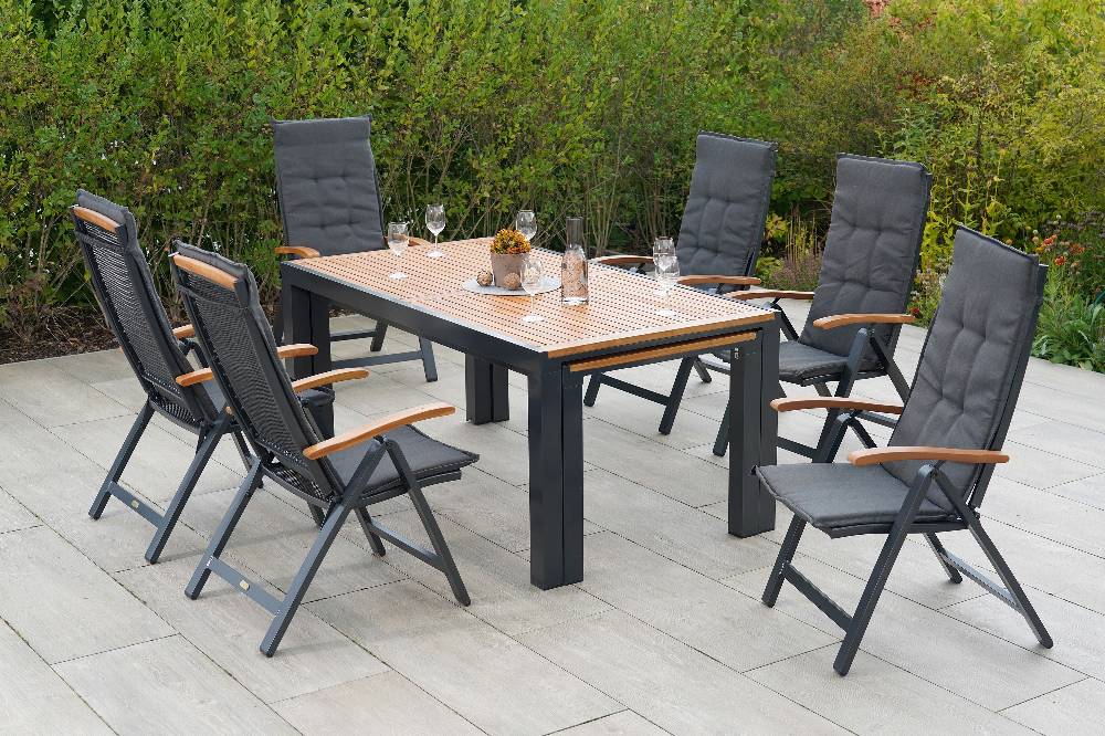 Merxx Tilos Set 13tlg. Flex-Ausziehtisch 180/300 x 100 cm Blitzangebot