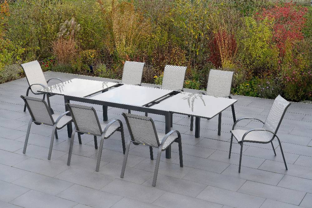 Merxx Amalfi Set 9tlg. Semi-Ausziehtisch 200/300 x 100 cm Speichern exportieren
