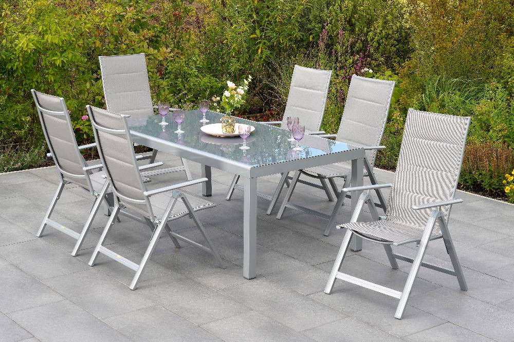 Merxx Taviano Set 7tlg. Tisch 190 x 100 cm Halbrundprofil Günstiger Verkauf