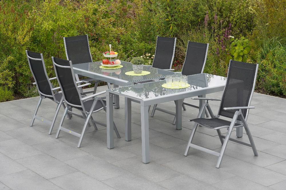 Merxx Carrara Set 7tlg. Tisch 190 x 100 cm Halbrundprofil Großer Ausverkauf
