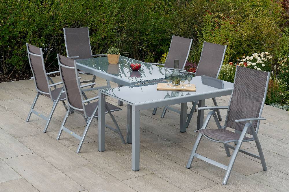 Merxx Carrara Set 7tlg. Tisch 190 x 100 cm Halbrundprofil Flash Sale