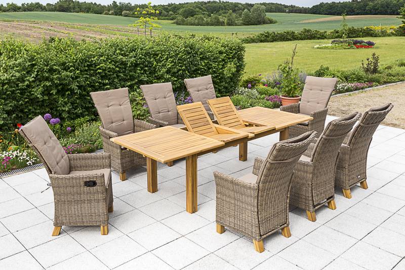 Merxx Toskana Set 17tlg. Doppelausziehtisch 180/260 x 110 cm Bestseller
