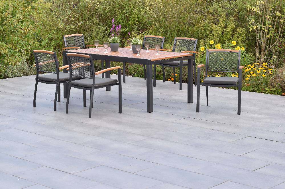 Merxx Tilos Set 13tlg. mit Ausziehtisch 180/250 x 100 cm - inkl. Kissen
