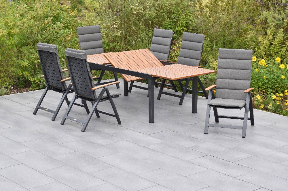 Merxx Astros Set 13tlg. mit Ausziehtisch 180/250 x 100 cm - inkl. Kissen Fabrikverkauf
