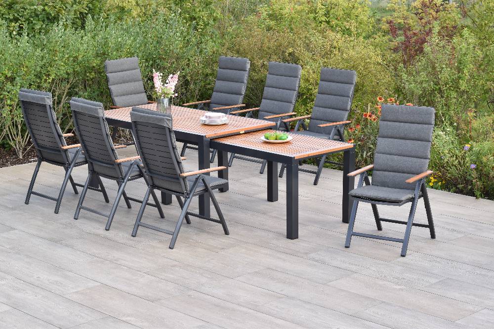 Merxx Tinos Set 17tlg. mit Flex-Ausziehtisch 180/360 x 100 cm - inkl. Kissen