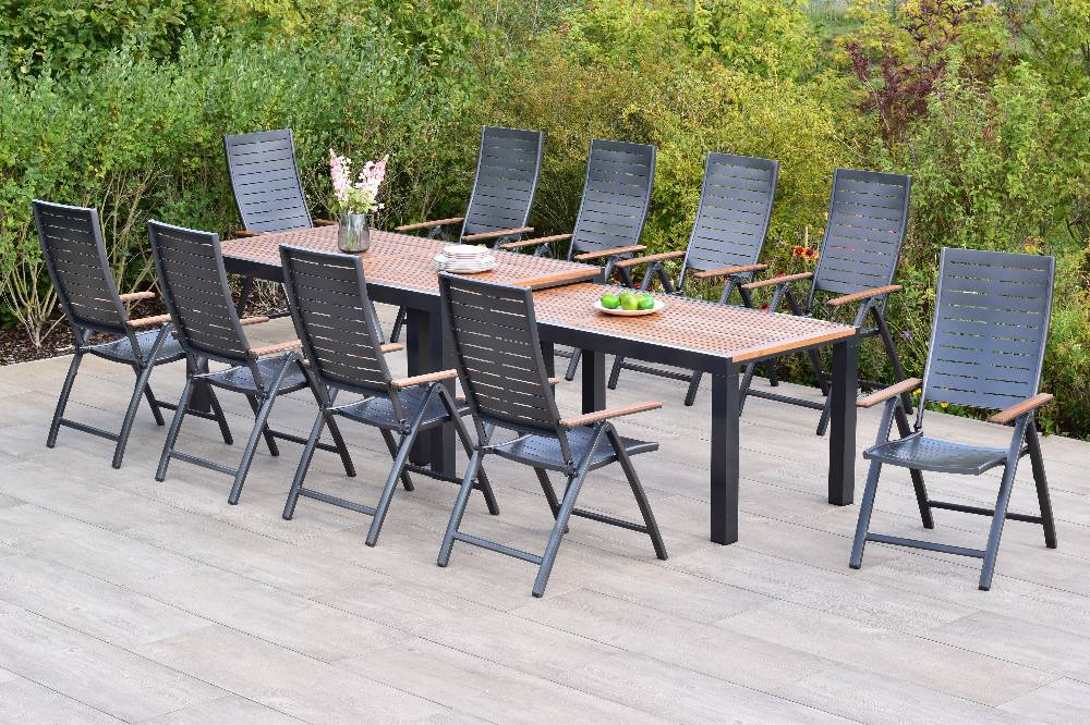 Merxx Tinos Set 11tlg. mit Flex-Ausziehtisch 180/360 x 100 cm