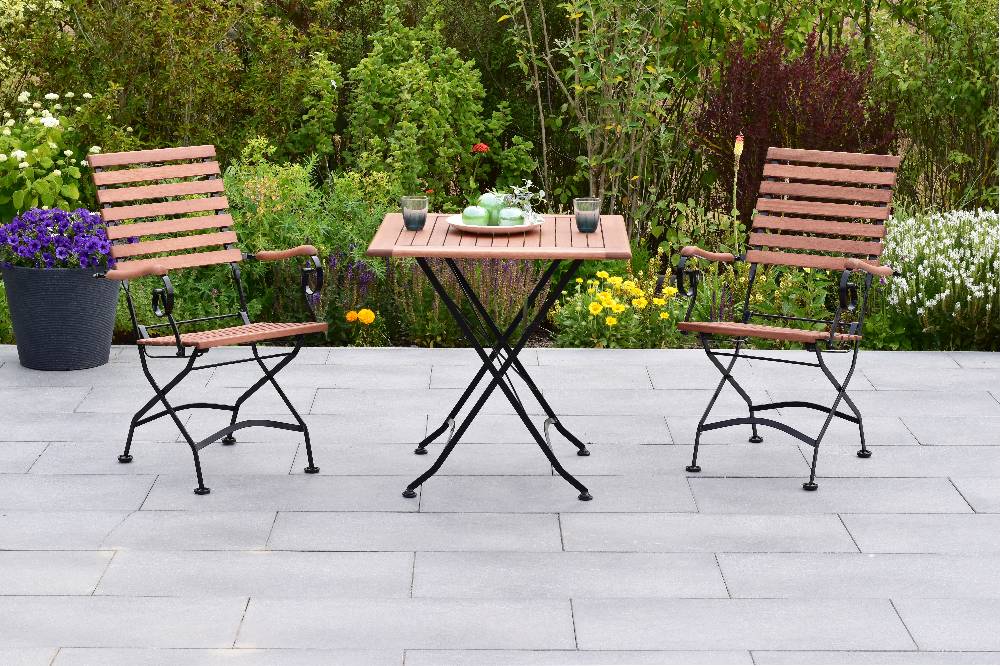 Merxx Schlossgarten Set 3tlg. mit Klapptisch 75 x 75 cm Große Rabatte