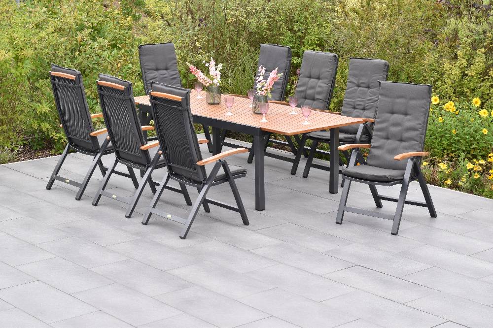 Merxx Tilos Set 17tlg. mit Ausziehtisch 180/250 x 100 cm - inkl. Kissen