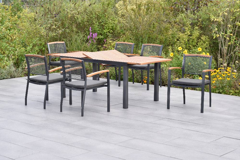 Merxx Tilos Set 13tlg. mit Ausziehtisch 150/200 x 90 cm - inkl. Kissen Begrenzte Freigabe