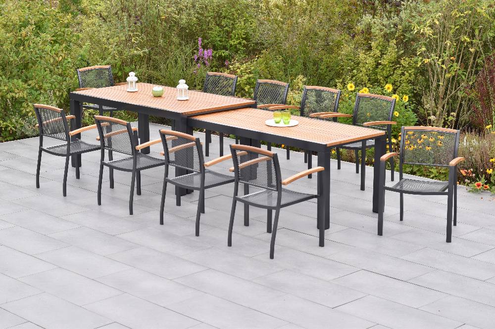 Merxx Tilos Set 11tlg. mit Flex-Ausziehtisch 180/360 x 100 cm