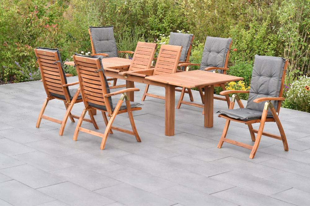 Merxx Paraiba Set 13tlg. mit Doppel-Ausziehtisch 180/220/260 x 100 cm - inkl. Kissen Super Rabatt
